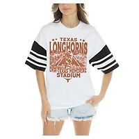 Women's Gameday Couture  White Texas Longhorns Crowd Pleaser Contrast Sporty Heritage Stripe Oversized T-Shirt