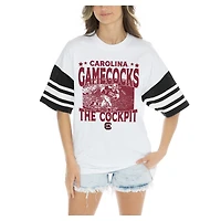 Women's Gameday Couture  White South Carolina Gamecocks Crowd Pleaser Contrast Sporty Heritage Stripe Oversized T-Shirt