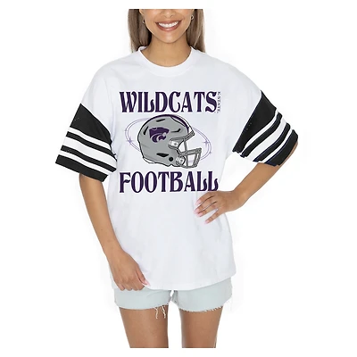 Women's Gameday Couture  White Kansas State Wildcats Starting Lineup Contrast Sporty Heritage Oversized T-Shirt