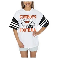 Women's Gameday Couture  White Oklahoma State Cowboys Starting Lineup Contrast Sporty Heritage Oversized T-Shirt