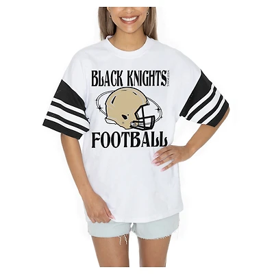 Women's Gameday Couture  White Army Black Knights Starting Lineup Contrast Sporty Heritage Oversized T-Shirt