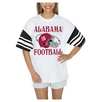 Women's Gameday Couture  White Alabama Crimson Tide Starting Lineup Contrast Sporty Heritage Oversized T-Shirt