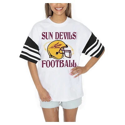 Women's Gameday Couture  White Arizona State Sun Devils Starting Lineup Contrast Sporty Heritage Oversized T-Shirt