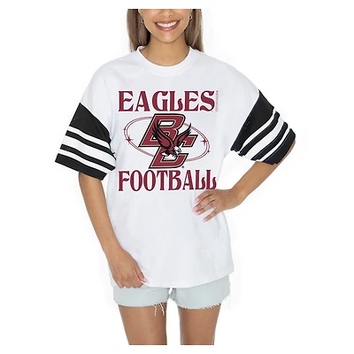 Women's Gameday Couture  White Boston College Eagles Starting Lineup Contrast Sporty Heritage Oversized T-Shirt