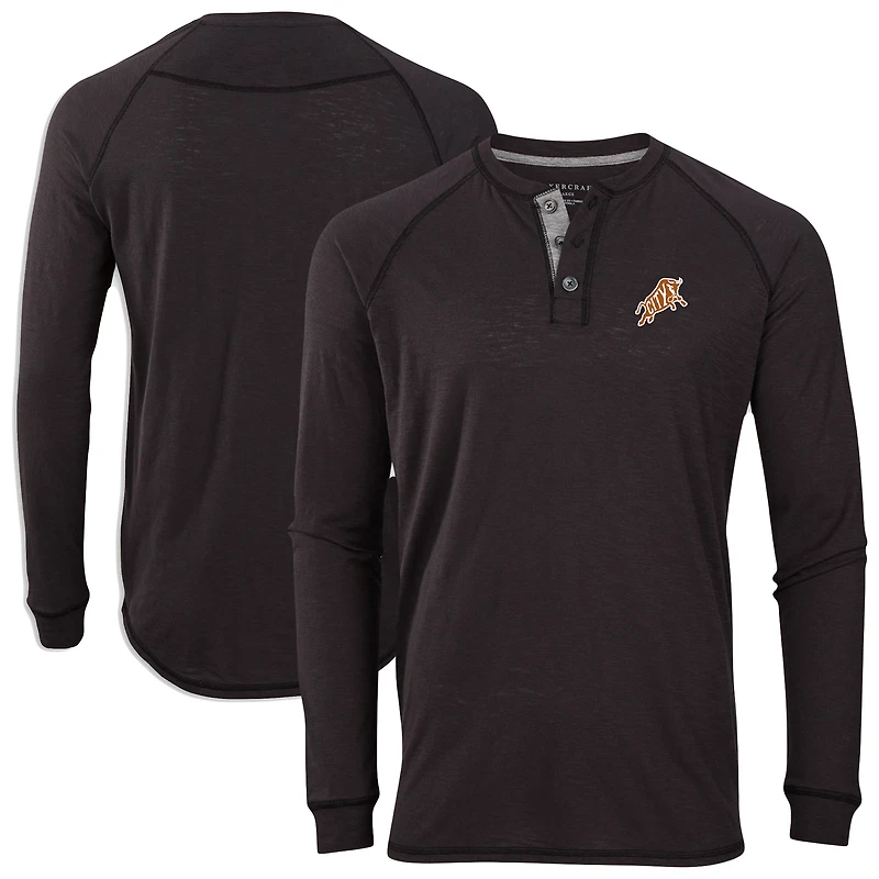 Men's Black Durham Bulls Henley Long Sleeve T-Shirt