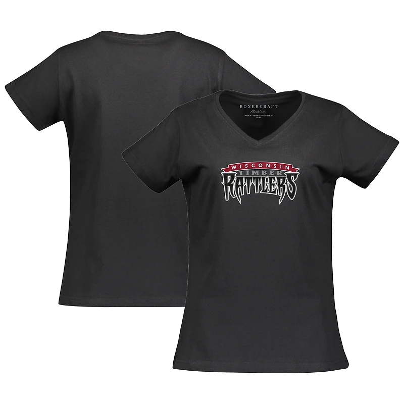 Women's Black Wisconsin Timber Rattlers Essential V-Neck T-Shirt
