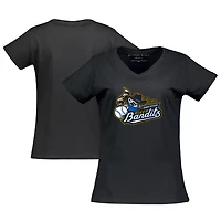 Women's  Black Quad Cities River Bandits Essential V-Neck T-Shirt