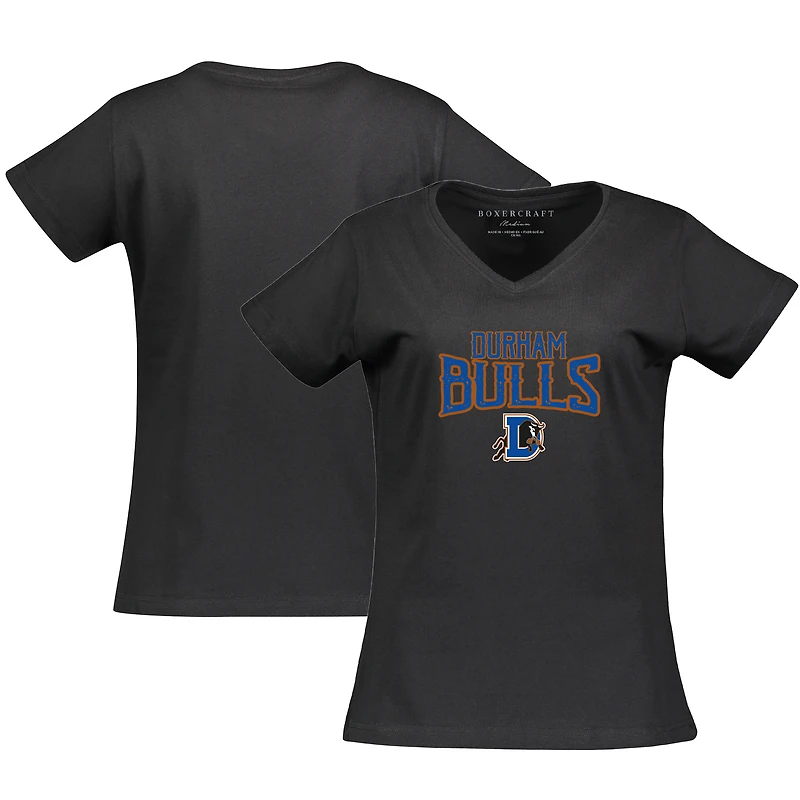 Women's Black Durham Bulls Essential V-Neck T-Shirt