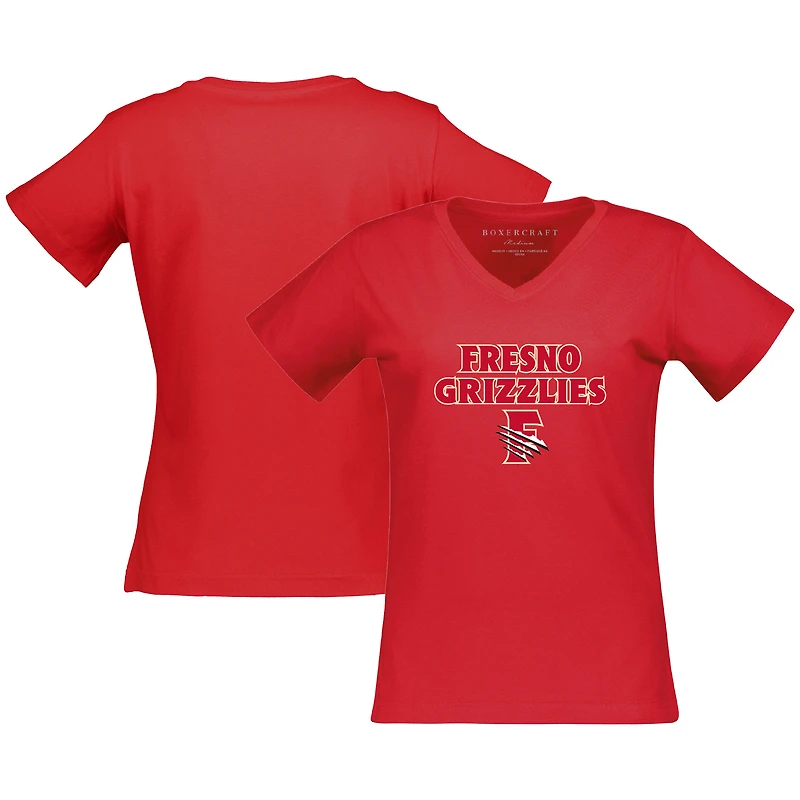 Women's Red Fresno Grizzlies Essential V-Neck T-Shirt
