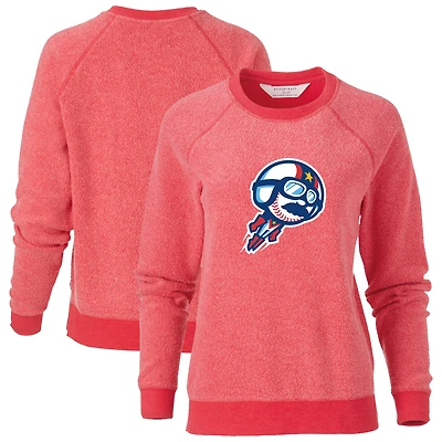 Women's Red Kannapolis Cannon Ballers Fleece Out Pullover Sweatshirt