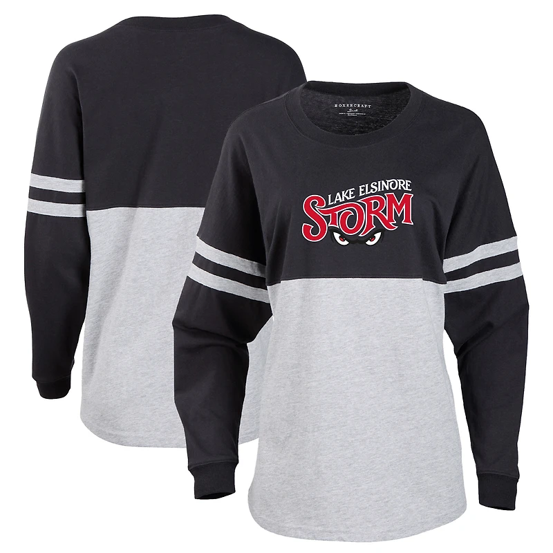Women's Black Lake Elsinore Storm Retro Jersey Long Sleeve Pom Pom T-Shirt