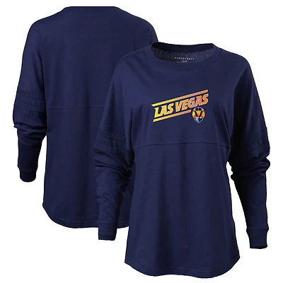 Women's Navy Las Vegas Aviators Retro Jersey Long Sleeve Pom Pom T-Shirt