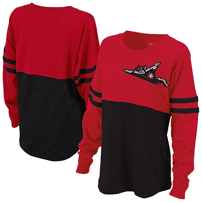 Women's Red Richmond Flying Squirrels Retro Jersey Long Sleeve Pom Pom T-Shirt