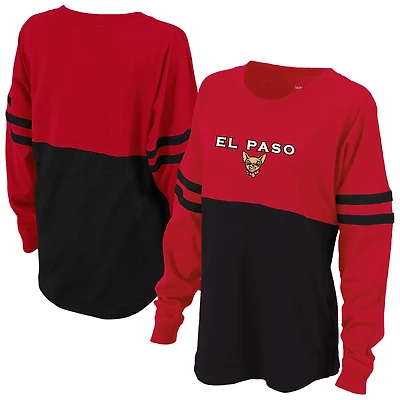 Women's Red El Paso Chihuahuas Retro Jersey Long Sleeve Pom Pom T-Shirt
