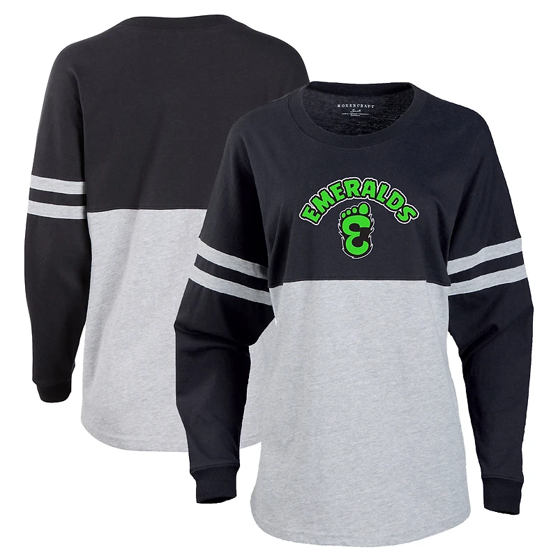 Women's Black Eugene Emeralds Retro Jersey Long Sleeve Pom Pom T-Shirt