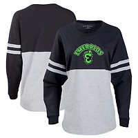 Women's Black Eugene Emeralds Retro Jersey Long Sleeve Pom Pom T-Shirt