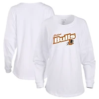 Women's White Durham Bulls Retro Jersey Long Sleeve Pom Pom T-Shirt
