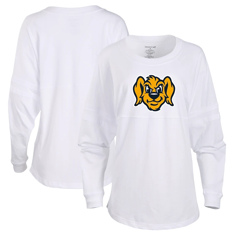 Women's White Charleston RiverDogs Retro Jersey Long Sleeve Pom Pom T-Shirt