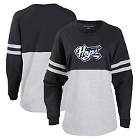 Women's Black Hillsboro Hops Retro Jersey Long Sleeve Pom Pom T-Shirt
