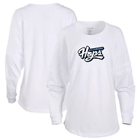 Women's White Hillsboro Hops Retro Jersey Long Sleeve Pom Pom T-Shirt