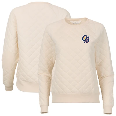 Women's Natural Kannapolis Cannon Ballers Quilted Raglan Pullover Sweatshirt
