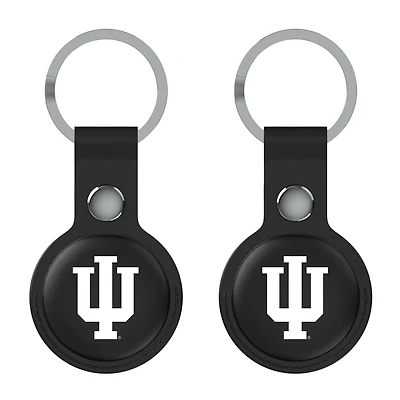 Keyscaper Indiana Hoosiers Black Leatherette AirTag Holder 2-Pack