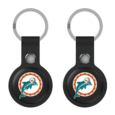 Keyscaper Black Miami Dolphins Two-Pack AirTag Holders