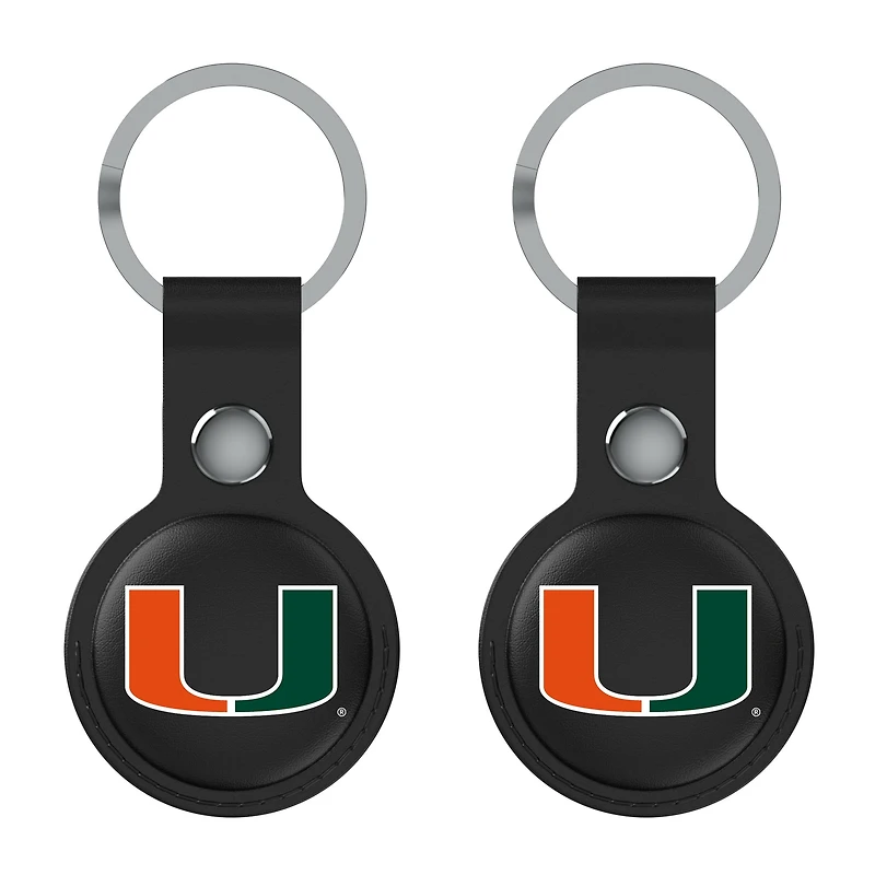Keyscaper Black Miami Hurricanes  Two-Pack AirTag Holders