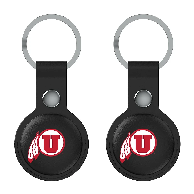 Keyscaper Black Utah Utes  Two-Pack AirTag Holders
