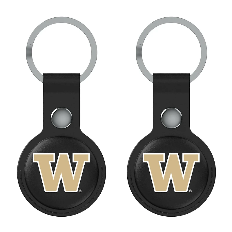 Keyscaper Black Washington Huskies Two-Pack AirTag Holders