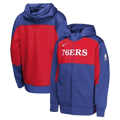 Youth Nike Royal/Red Philadelphia 76ers Authentic On-Court Showtime Performance Full-Zip Hoodie