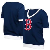 Women's New Era  Navy Boston Red Sox Game Day Rhinestone V-Neck T-Shirt