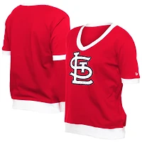 Women's New Era  Red St. Louis Cardinals Game Day Rhinestone V-Neck T-Shirt