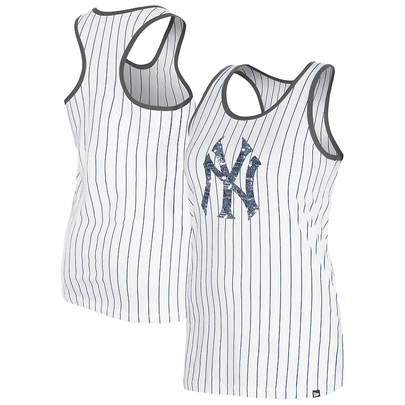Women's New Era White New York Yankees Gameday Pinstripe Tank Top