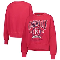 Women's New Era  Red St. Louis Cardinals Throwback Boxy Enzyme Wash Fleece Cropped Pullover