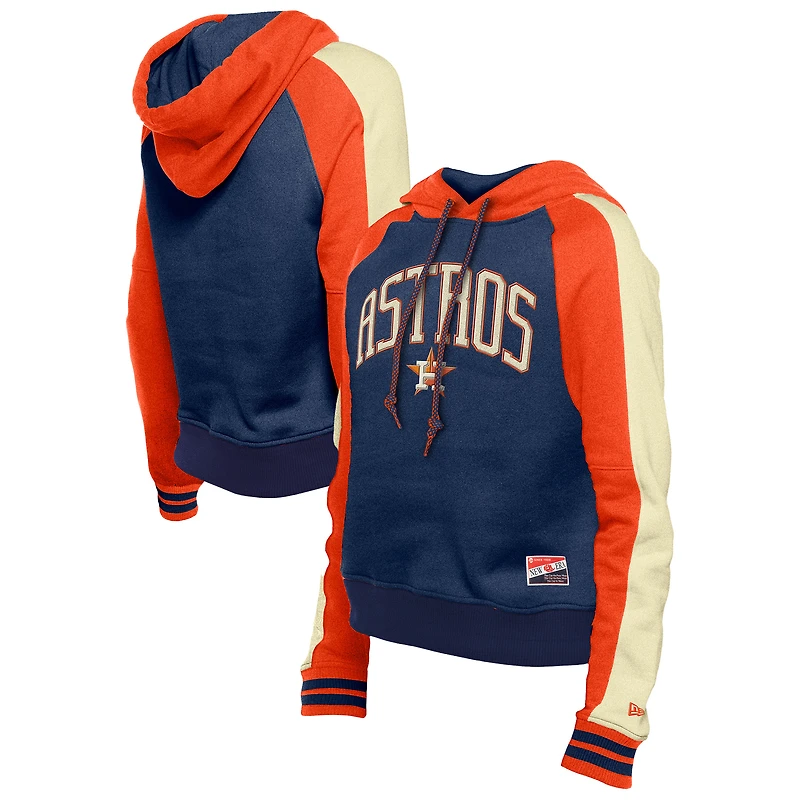 Women's New Era  Navy Houston Astros Cooperstown Collection Cropped Raglan Pullover Hoodie