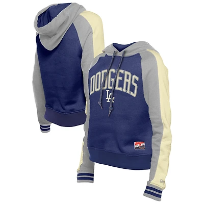 Women's New Era  Royal Los Angeles Dodgers Cooperstown Collection Cropped Raglan Pullover Hoodie