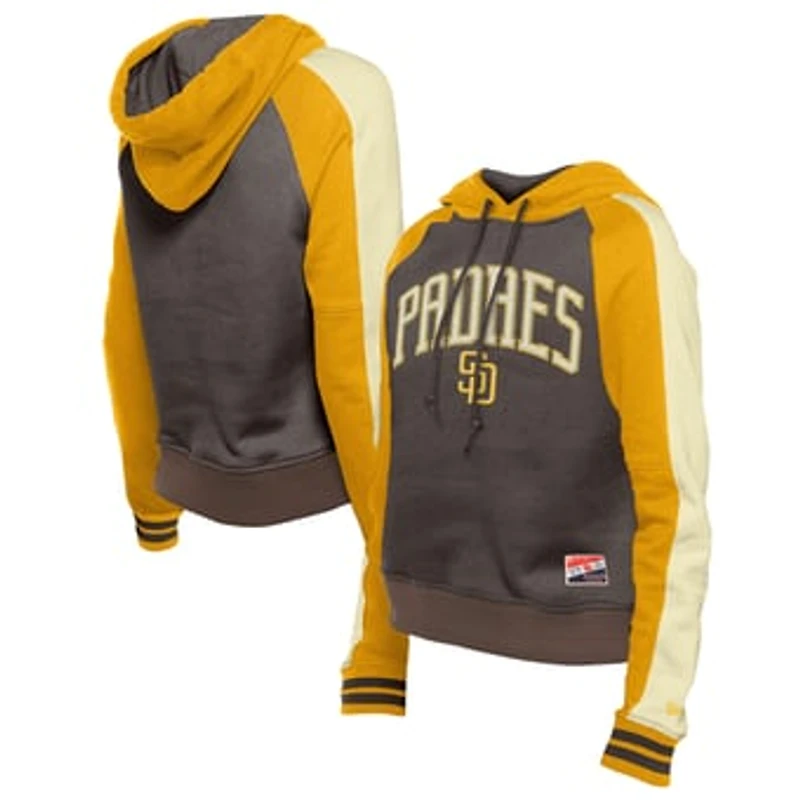Women's New Era Brown San Diego Padres Cooperstown Collection Cropped Raglan Pullover Hoodie