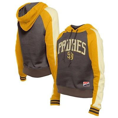 Women's New Era Brown San Diego Padres Cooperstown Collection Cropped Raglan Pullover Hoodie