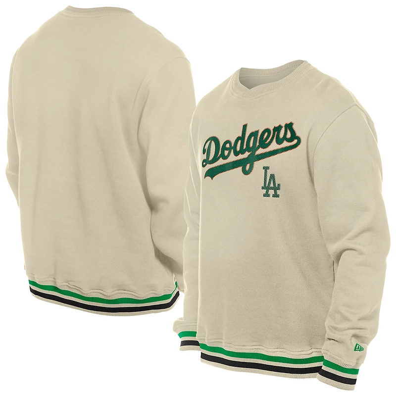 Men's New Era  Cream Los Angeles Dodgers St. Patrick's Day Twill Pullover Sweatshirt