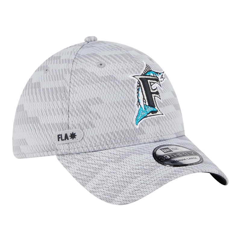Men's New Era  Gray Florida Marlins 2025 MLB Clubhouse 39THIRTY Flex Hat