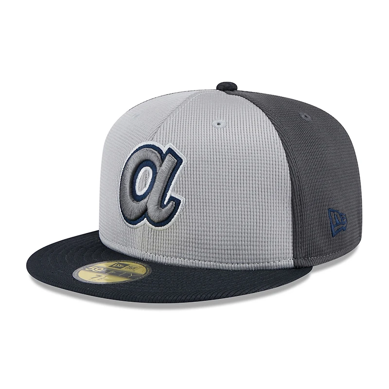 Men's New Era  Gray/Navy Atlanta Braves 2025 Batting Practice 59FIFTY Fitted Hat