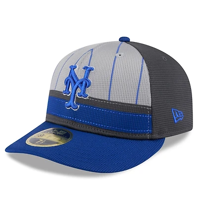 Men's New Era Gray/Royal New York Mets 2025 Batting Practice Low Profile 59FIFTY Fitted Hat