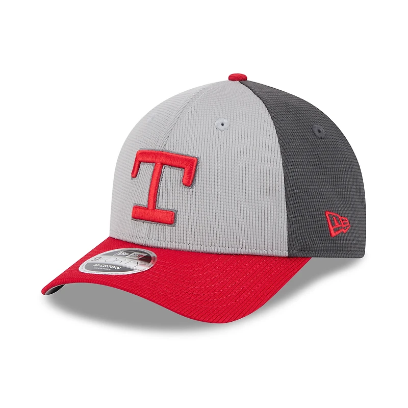 Men's New Era Gray/Red Texas Rangers 2025 Batting Practice 9FORTY M-Crown Adjustable Hat