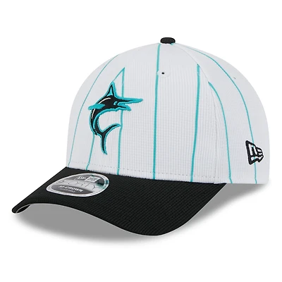Men's New Era  White/Black Miami Marlins 2025 Batting Practice 9FORTY M-Crown Adjustable Hat