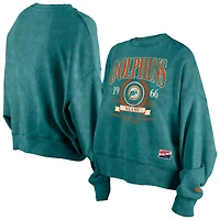 Women's New Era Aqua Miami Dolphins Throwback Boxy Sweatshirt