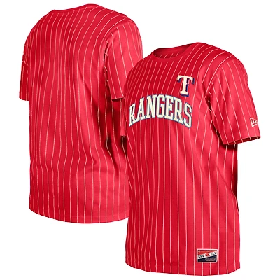 Men's New Era Red Texas Rangers Throwback Pinstripe T-Shirt