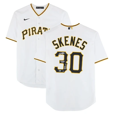 Paul Skenes Pittsburgh Pirates Autographed White Nike Replica Jersey with Multiple MLB Debut Inscriptions - Limited Edition of 25