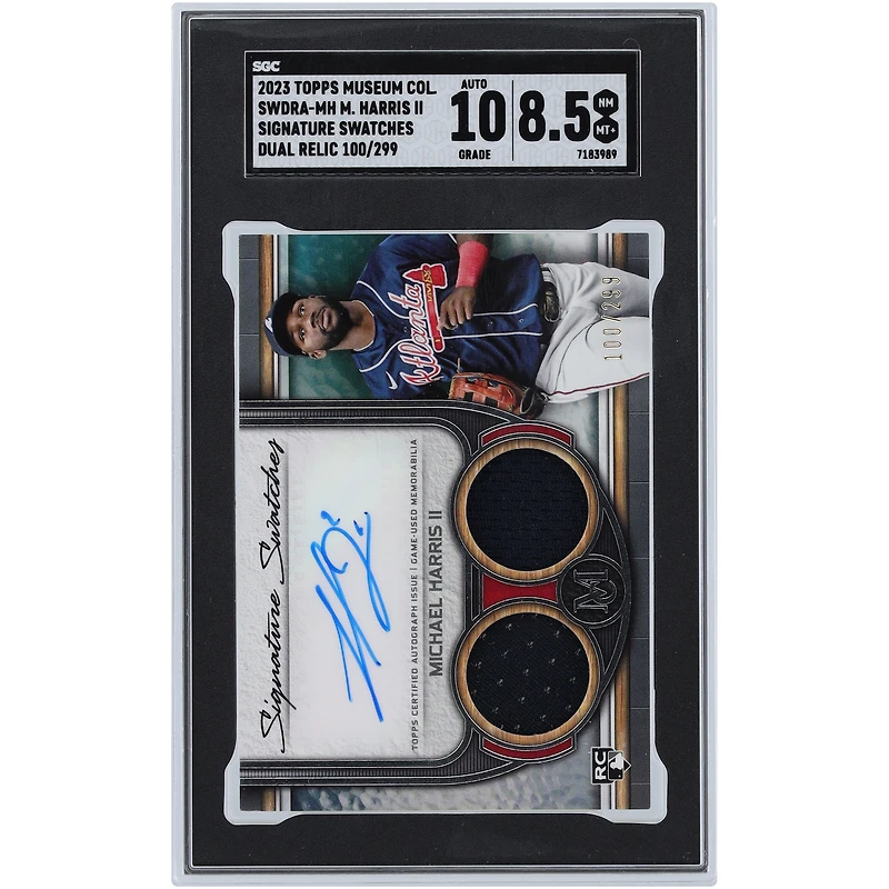 Michael Harris II Atlanta Braves Autographed 2023 Topps Museum Collection Dual Relic #SWDRA-MH #100/299 SGC Authenticated 8.5/10 Card