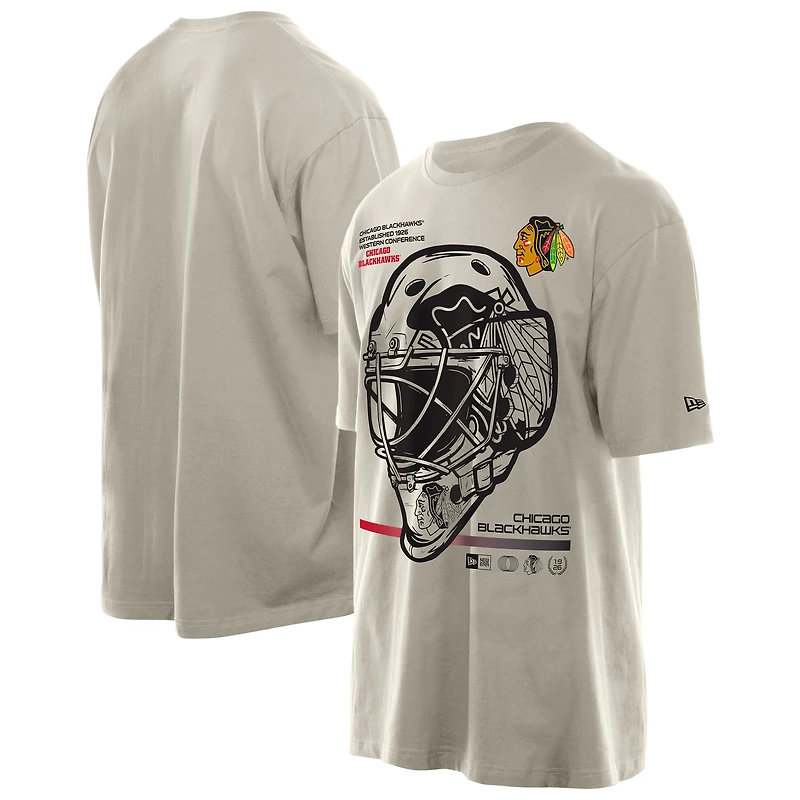 Men's New Era Tan Chicago Blackhawks Goalie Mask T-Shirt